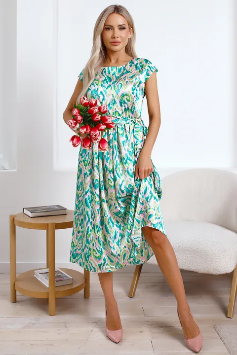Платье Ольга (зелено-розовое) П15888-45М