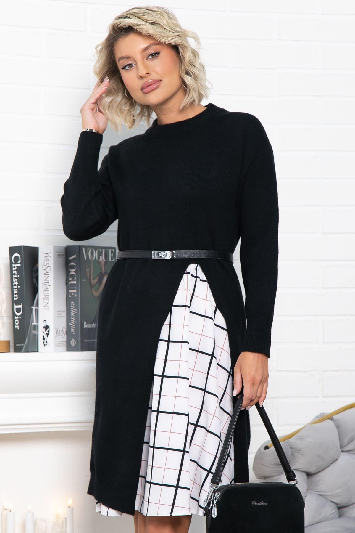 Костюм с юбкой Остин (черный) К15065-13М