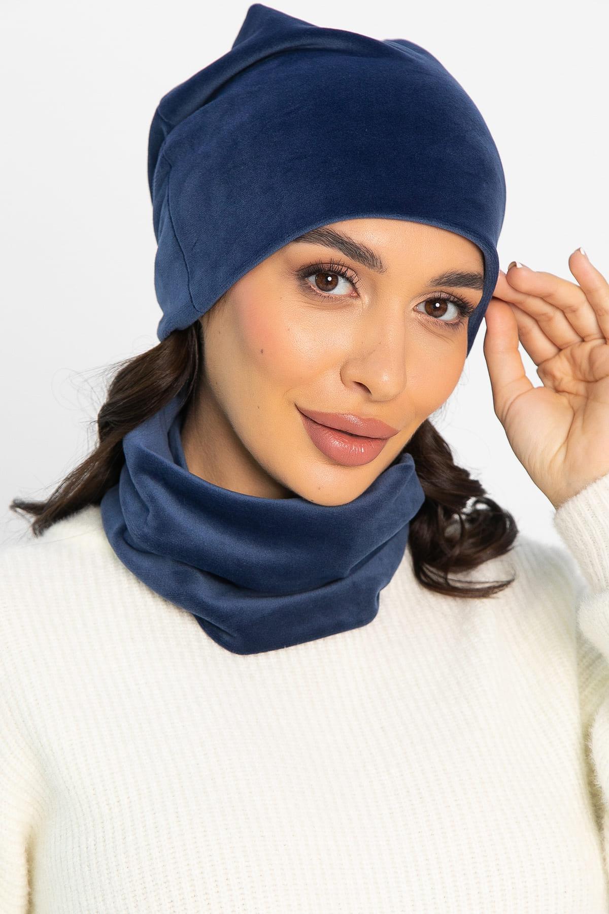 Комплект шапка шестиклинка и снуд (синяя) ШШС6-23М