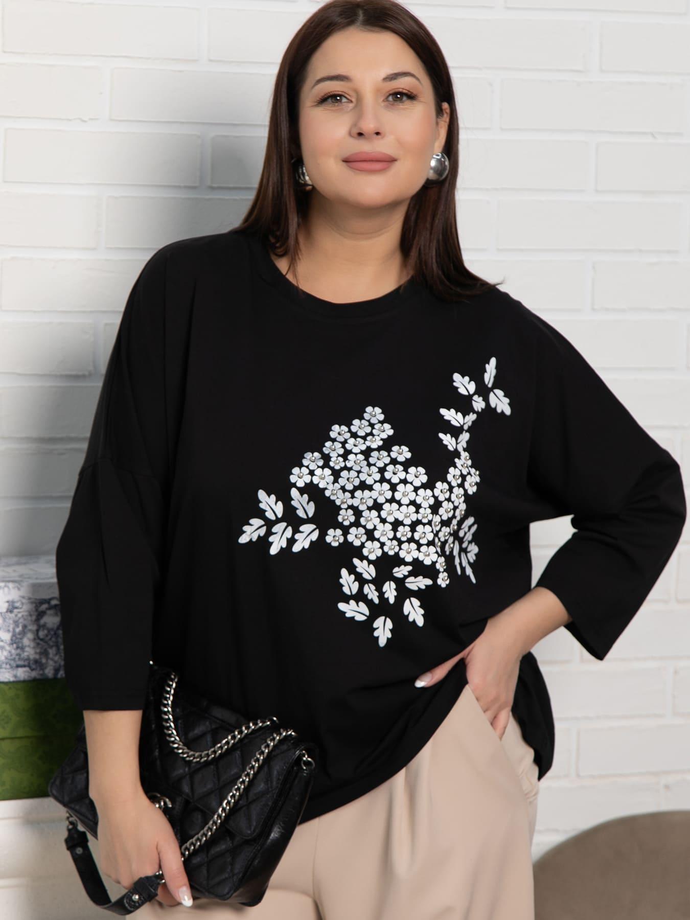 Блуза Ромашка (черная) Б15384-24М