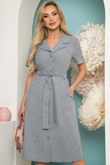 Платье "Августина" (серо-голубое) П3681