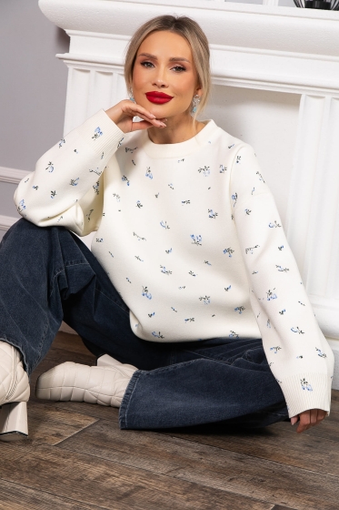 Свитер оверсайз Анита (белый) Б14761-1М Свитер оверсайз Анита (белый) Б14761-1М